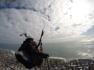 Tandem paragliding in Cape Town on a cool day