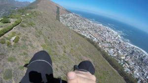 Cruising along a mountainridge with Cape Town's CBD and Seapoint on the right